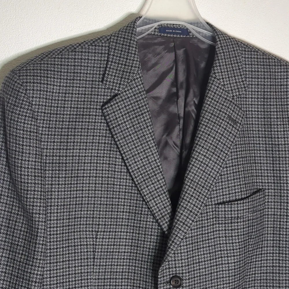 Ralph Lauren Mens Blazer Suit Jacket Wool Cashmere Houndstooth Quiet Luxury 48L‎